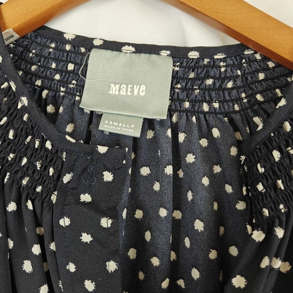 Anthropologie Maeve Polkadot Dot Tie Button Up Mini Dress Women's XSP - Picture 7 of 9